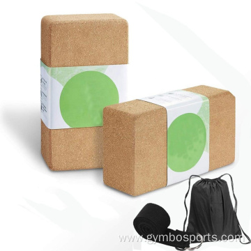 Eco-friendly Natural Cork Wood yoga block and strap